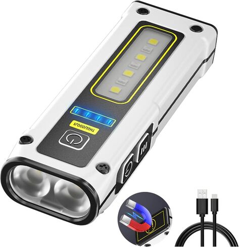 مصابيح يدوية صغيرة قابلة لإعادة الشحن قوية - مصابيح يدوية صغيرة حقيقية 250 لومن 800 مللي أمبير في الساعة مع 7 أوضاع إضاءة، شحن سريع من النوع C مع وظيفة بنك الطاقة، مصابيح يدوية لحالات الطوارئ والتخييم والمشي لمسافات طويلة in Kuwait