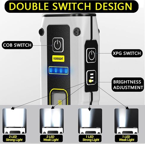 مصابيح يدوية صغيرة قابلة لإعادة الشحن قوية - مصابيح يدوية صغيرة حقيقية 250 لومن 800 مللي أمبير في الساعة مع 7 أوضاع إضاءة، شحن سريع من النوع C مع وظيفة بنك الطاقة، مصابيح يدوية لحالات الطوارئ والتخييم والمشي لمسافات طويلة in Kuwait