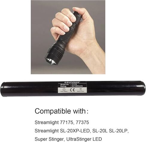 77175 NI-CD 6V 1800mAh Flashlight Battery Compatible with Streamlight 9926J,20175,15X1701, 201701,SL20L, SL-20LP,SL-20XLED SL-20XP-LED, UltraStinger, Superstinger(1 Pack) in Saudi Arabia