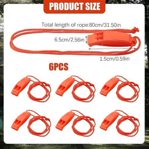 Whistle Emergency, 6 Pack Super Shrill Loud Safety Whistle with Adjustable Reflective Lanyard Rescue Signaling Ideal for Boating Swimming Kayaking Water Survival Hiking, Camping Climbing in Saudi Arabia