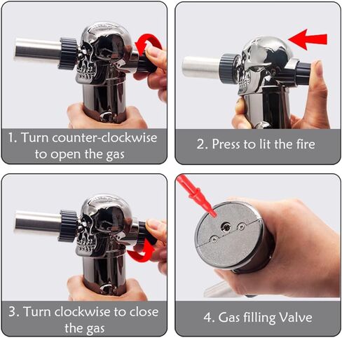 ولاعة غاز البوتان للمطبخ قابلة لإعادة الملء، شعلة ولاعة للطهي كريم برولي قابلة للتعديل للشواء - غاز البوتان غير متضمن (معدن مسدس) in Kuwait