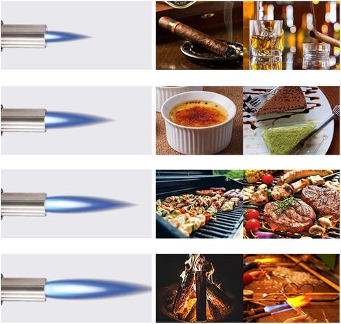 ولاعة غاز البوتان للمطبخ قابلة لإعادة الملء، شعلة ولاعة للطهي كريم برولي قابلة للتعديل للشواء - غاز البوتان غير متضمن (معدن مسدس) in Kuwait