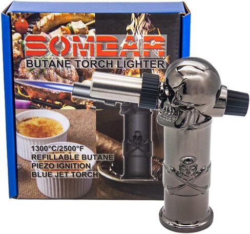 ولاعة غاز البوتان للمطبخ قابلة لإعادة الملء، شعلة ولاعة للطهي كريم برولي قابلة للتعديل للشواء - غاز البوتان غير متضمن (معدن مسدس) in Kuwait