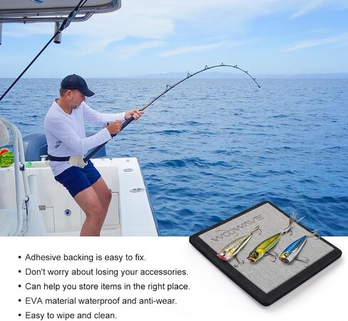Fishing Hook Pad with Adhesive Backing Foam Fishing Hook Holder for Sea Deck During Fishing 5 inches X 5 inches X 9mm, Grey/Teak in Saudi Arabia