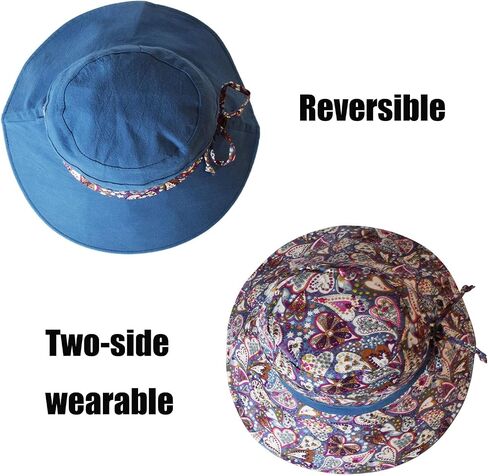 KXF Women Beach Sunhat Reversible Wide Brim Summer Sun Hat for Women Foldable Packable UPF 50+ Beach Sun Cap in Saudi Arabia