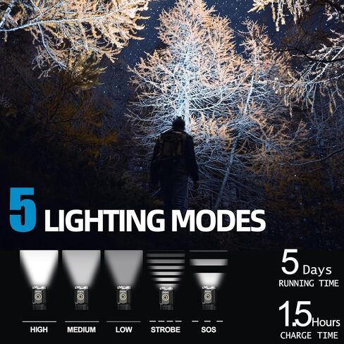 LED Mini Flashlight Rechargeable, German Three-Eyed Monster Mini Flashlight with Clip, IP54 EDC Tactical Flashlight with 5 Modes for Outdoor, Home, Emergency,Camping, Working (2 Pieces) in Saudi Arabia
