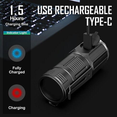 LED Mini Flashlight Rechargeable, German Three-Eyed Monster Mini Flashlight with Clip, IP54 EDC Tactical Flashlight with 5 Modes for Outdoor, Home, Emergency,Camping, Working (2 Pieces) in Saudi Arabia