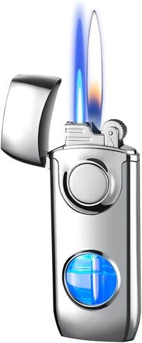Lighter Jet Torch Lighter Soft Flame Lighter 2 in 1 Windproof Refillable Butane Lighter Good for Cigarette Cigar Candle Camping Hiking (Black) in Saudi Arabia