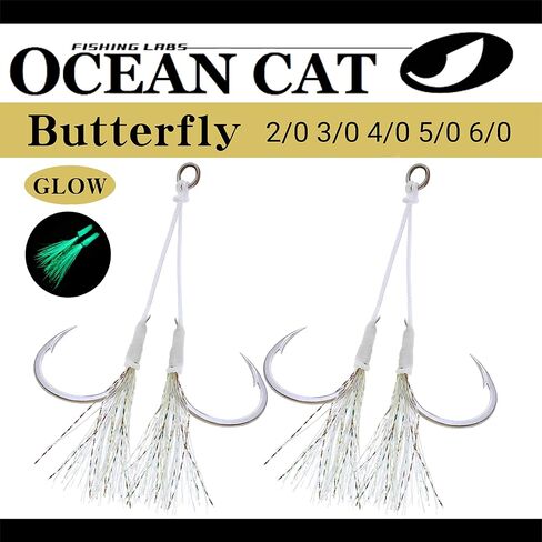 OCEAN CAT Assist Jig Hooks Butterfly Monster Spirit Stinger Slow Pitch Jig Hook Flat Fall Jigging Hook Size 2/0, 3/0, 4/0, 5/0, 6/0, 7/0, 9/0, 11/0 in Saudi Arabia