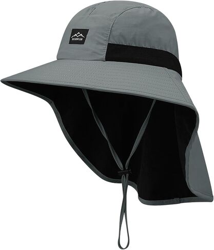 CLAPE Outdoor Sun Hat with Neck Flap Safari Hat Waterproof Mesh Sun Protection Lightweight Fishing Hat Unisex in Saudi Arabia