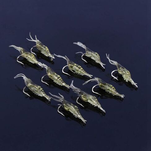 Soft Plastic Lures 10pcs Shrimp Fishing Simulation Soft Prawn Lure Hook Tackle Bait Sea Fishing Lure in Saudi Arabia