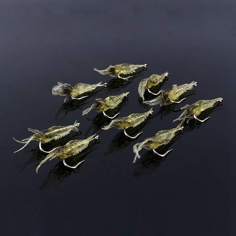 Soft Plastic Lures 10pcs Shrimp Fishing Simulation Soft Prawn Lure Hook Tackle Bait Sea Fishing Lure in Saudi Arabia