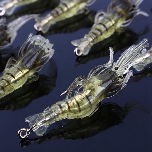 Soft Plastic Lures 10pcs Shrimp Fishing Simulation Soft Prawn Lure Hook Tackle Bait Sea Fishing Lure in Saudi Arabia