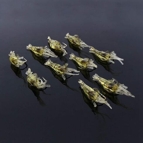 Soft Plastic Lures 10pcs Shrimp Fishing Simulation Soft Prawn Lure Hook Tackle Bait Sea Fishing Lure in Saudi Arabia