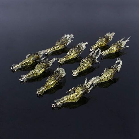 Soft Plastic Lures 10pcs Shrimp Fishing Simulation Soft Prawn Lure Hook Tackle Bait Sea Fishing Lure in Saudi Arabia