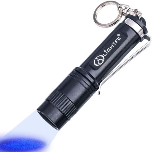 LIGHTFE Black light 365nm UV Flashlight UV101D with LG LED Source Keychain light Powered by 1 AAA Battery for UV Glue Curing Light, Pet Urine Detector Light, AC Leak Detector… in Saudi Arabia