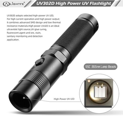 LIGHTFE Black light 365nm UV Flashlight UV101D with LG LED Source Keychain light Powered by 1 AAA Battery for UV Glue Curing Light, Pet Urine Detector Light, AC Leak Detector… in Saudi Arabia