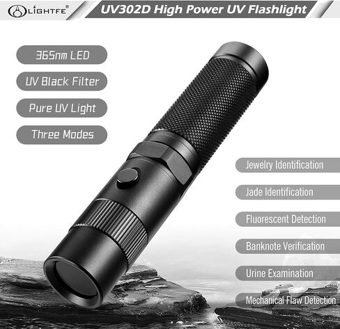 LIGHTFE Black light 365nm UV Flashlight UV101D with LG LED Source Keychain light Powered by 1 AAA Battery for UV Glue Curing Light, Pet Urine Detector Light, AC Leak Detector… in Saudi Arabia