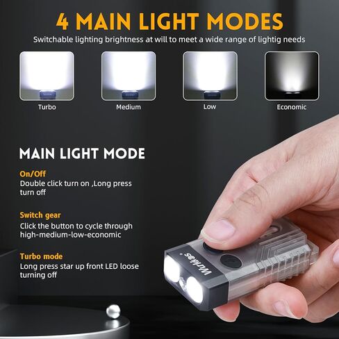 Wurkkos Mini Led Flashlight Rechargebale with 365nm UV Light,Super Bright 1000 Lumen RGB Light Keychain FlashLights with COB Side Light, Magnet Buzzer for outdoor and indoor use in Saudi Arabia