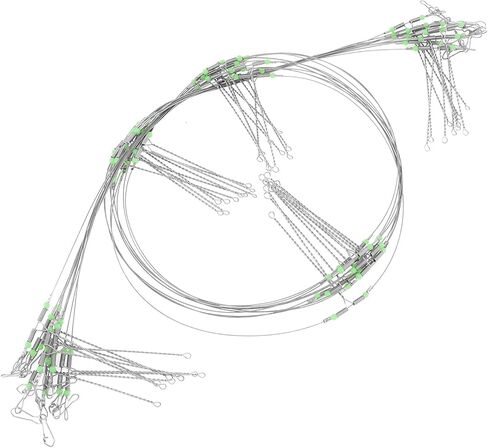 10 قطع من قادة الصيد، من الفولاذ المقاوم للصدأ عالي القوة 70 رطل 2/3/4/5 قائد سلك للأذرع، أدوات معالجة المياه المالحة، أداة صيد الأسماك مع أزرار كبس، خرز مضيء لخطافات الطعم in Kuwait