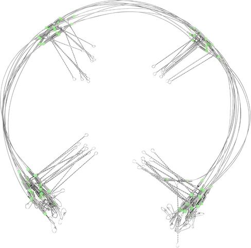 10pcs Fishing Leaders, High-Strength Stainless Steel 70LB 2/3/4/5 Arms Wire Leader, Saltwater Tackle Rigs Fishing Leader Line Rig with Snaps Luminous Beads for Lures Bait Hooks in Saudi Arabia