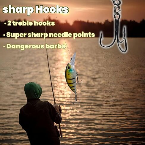 Fishing Lures Hard Bait Deep Diving Swimbait Crankbait Topwater Lures with Treble Hooks 3D Eyes for Bass Trout Freshwater and Saltwater Depth 1-1.5m Weight 14.5g in Saudi Arabia