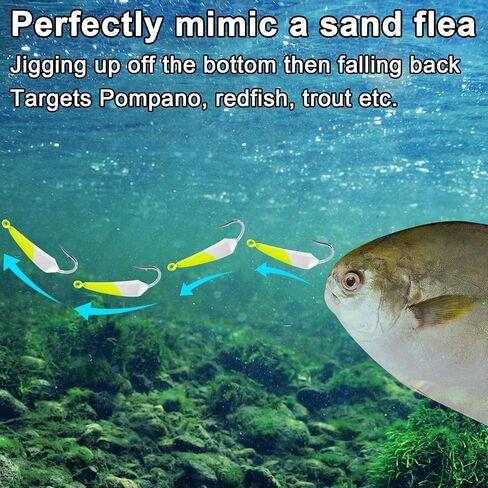 Dr.Fish 10 Pack Pompano Jigs Surf Fishing Jigs for Saltwater Banana Jig Heads Stand Up Jig High Carbon Steel O'Shaughnessy Hooks Beach Casting Redfish Halibut Striper in Saudi Arabia