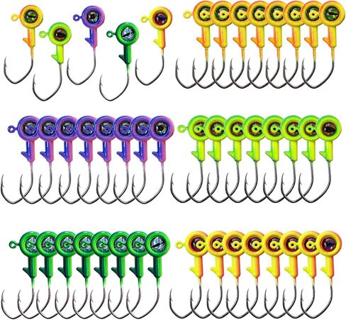 Crappie Jig Heads Crappie Jigs with 3D Eyes,40Packs Crappie Jigs Heads Crappie Lures Bass Trout Panfish Jig Heads for Fishing 1/32oz 1/16oz 1/8oz in Saudi Arabia