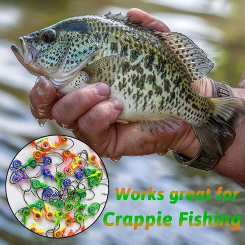 Crappie Jig Heads Crappie Jigs with 3D Eyes,40Packs Crappie Jigs Heads Crappie Lures Bass Trout Panfish Jig Heads for Fishing 1/32oz 1/16oz 1/8oz in Saudi Arabia