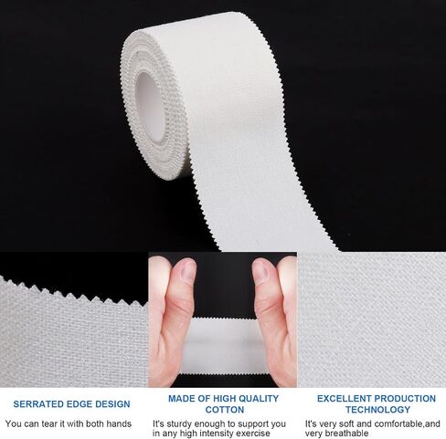 Athletic Tape,White Sports Tape (64 Pack), 640 Yards Rolls Very Strong Easy Tear NO Sticky Residue Best Tape for Gymnastics Climbing Bat Injuries Medical (1.5 Inch X 640 Yards). in Saudi Arabia