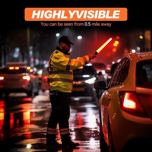 4 عبوات من عصا المرور، عصا مصباح يدوي LED مقاس 11 بوصة مع 5 أوضاع وامضة، عصا التحكم في السلامة المرورية البرتقالية، عصا تنظيم الهواء لوقوف السيارات، الطائرات، توجيه السيارة in Kuwait