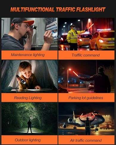 4 عبوات من عصا المرور، عصا مصباح يدوي LED مقاس 11 بوصة مع 5 أوضاع وامضة، عصا التحكم في السلامة المرورية البرتقالية، عصا تنظيم الهواء لوقوف السيارات، الطائرات، توجيه السيارة in Kuwait