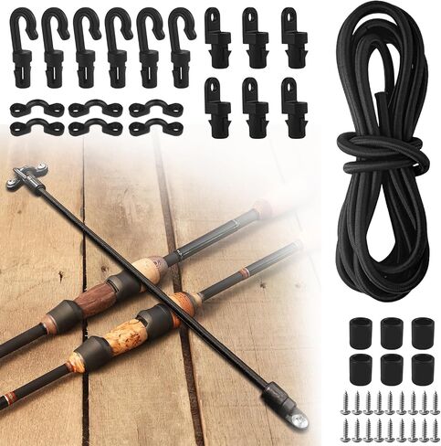 hlgree 9.8 أقدام قابل للتعديل حامل حزام قضيب الصيد، أشرطة حامل قضيب التعادل لأسفل مع حلقات سطح السفينة وسادة العين لصيد قوارب الكاياك، حزام عمود الصيد، قضيب تامر قضيب تثبيت حزام حفظ التعادل - 1/4 بوصة in Kuwait