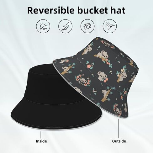 Cute Panda Bucket Hat for Women Men Teens Double-Side-Wear Reversible Summer Beach Sun Hat Packable Fisherman Cap in Saudi Arabia