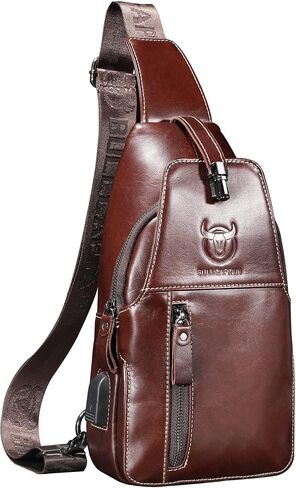 Cross Body Bag Genuine Leather Sling Bags for Men Shoulder Bag with USB Charging Port Backpack for Travel in Saudi Arabia
