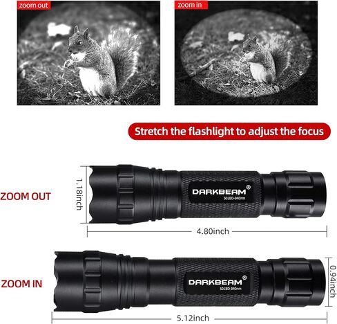 DARKBEAM ir Flashlight Infrared 850nm Light LED Rechargeable Mini for Night Vision, Handheld Tactical ir Illuminator, Focus Adjustable, Portable for Hunting, Observation, Search in Kuwait