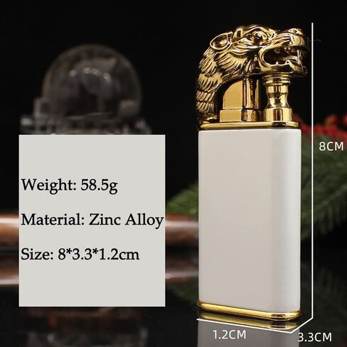 Double Flame Lighter,Tiger Luminous Lighter,Unique Lighter Creative Metal Torch Windproof Soft or Jet Flame Switchable Butane Lighter Gift for Men (Butane Not Included) (Blue-Tiger) in Saudi Arabia
