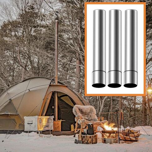 Wood Stove Pipe 3pcs Thickened 2.36inch Camping Stovepipe Chimney Flue 15.74in/40cm in Saudi Arabia
