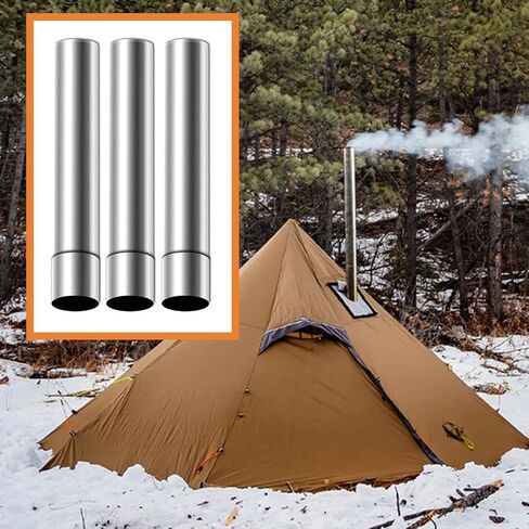 Wood Stove Pipe 3pcs Thickened 2.36inch Camping Stovepipe Chimney Flue 15.74in/40cm in Saudi Arabia
