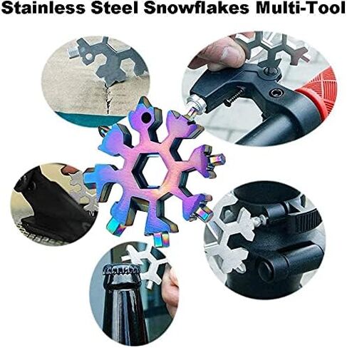 18-in-1 Stainless Steel Snowflake Keychain Multi-Tool Portable Keychain Screwdriver Bottle Opener Tool for Outdoor Camping Gift for Valentine's Day, Birthday, and Happy New Year (Multi 6 PACK) in Saudi Arabia
