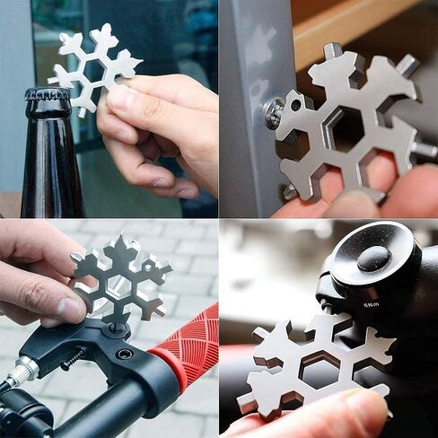 18-in-1 Stainless Steel Snowflake Keychain Multi-Tool Portable Keychain Screwdriver Bottle Opener Tool for Outdoor Camping Gift for Valentine's Day, Birthday, and Happy New Year (Multi 6 PACK) in Saudi Arabia
