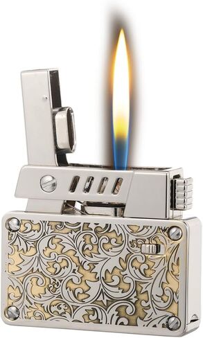 Trench Oil Lighter, Vintage Refillable Lighter Brass, Retro Soft Flame Double Burners Fire Starter for Men Women,Engraved in Saudi Arabia