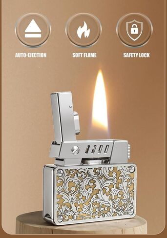Trench Oil Lighter, Vintage Refillable Lighter Brass, Retro Soft Flame Double Burners Fire Starter for Men Women,Engraved in Saudi Arabia