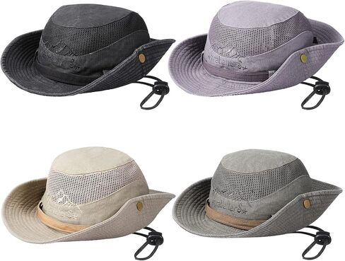 4 Pcs Wide Brim Sun Hat UPF 50 Bucket Fishing Hat Breathable Cotton Embroidery Jungle Hat Foldable Sun Protection Safari Boonie Cap for Men Women Summer Outdoor, 57-61cm, 4 Colors Multicolor in Saudi Arabia