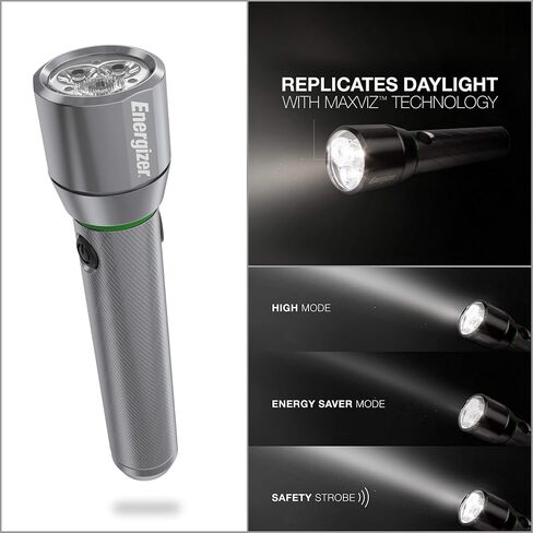 Energizer Rechargeable LED Flashlights, High-Powered Flash Lights, 1000+ Lumens, Water Resistant, Heavy Duty Metal Body, USB Cable Included in Saudi Arabia