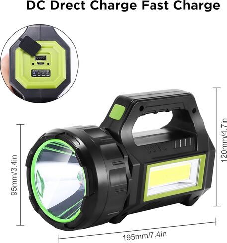 أضواء كاشفة قابلة لإعادة الشحن، مصباح يدوي LED فائق السطوع، مصباح يدوي قابل لإعادة الشحن، 1000 لومن وضعين، كشاف LED 2400 مللي أمبير في الساعة، مصباح يدوي USB محمول، فانوس LED للتخييم في الهواء الطلق، مصباح يدوي للطوارئ in Kuwait