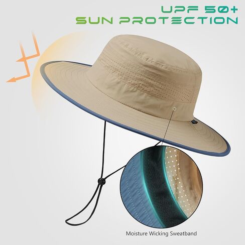 UPF 50+ Foldable Birm Water-Resistant Sun Bucket Hat with Laser Perforated Mesh Adjustable for Men Women Outdoor in Saudi Arabia