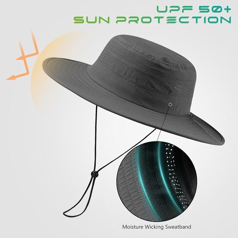 UPF 50+ Foldable Birm Water-Resistant Sun Bucket Hat with Laser Perforated Mesh Adjustable for Men Women Outdoor in Saudi Arabia