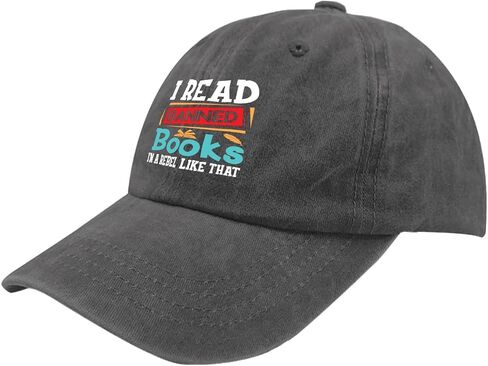 Hats I Read Banned Books I'm A Rebel Like That Dad Hat, Vintage Caps for Men in Saudi Arabia