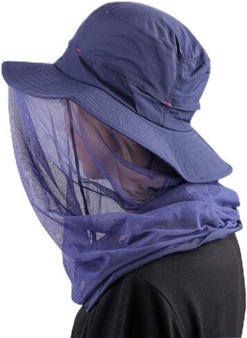 ITODA 360° Fishing Summer Hat with Visor Flap Women Detachable Sunhat Netting Face Cap in Saudi Arabia